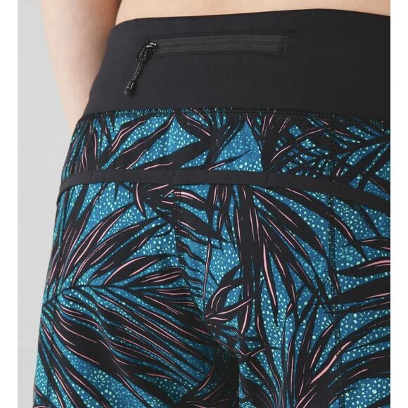 Lululemon Speed Shorts Sz 4, Palm Lace Tofino Teal, Race Running Activewear Gym - Picture 4 of 10